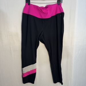 Plus Size Torrid Active Leggings Womens 2 Black Pink Colorblock Workout Gym